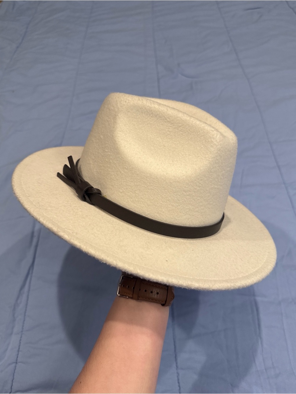 Forever 21 Cream Fedora with Brown Band